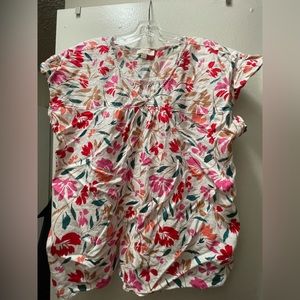 LOFT woven floral top, flare sleeve